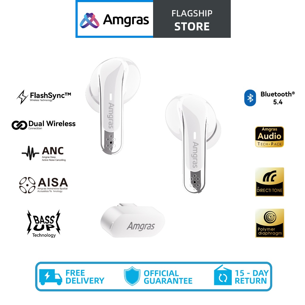 Amgras VRMeta Pro TWS Earbud 2.4ghz Dongle Wireless Earbud Gaming Bluetooth eraphone ANC Noise Reduction Super Bass