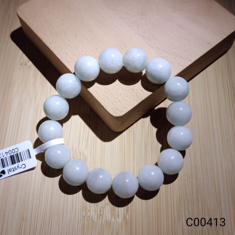 Natural Myanmar Grade A Jadeite Bracelet 13.1mm 天然 缅甸 A货翡翠 手串 [ C00413 ]