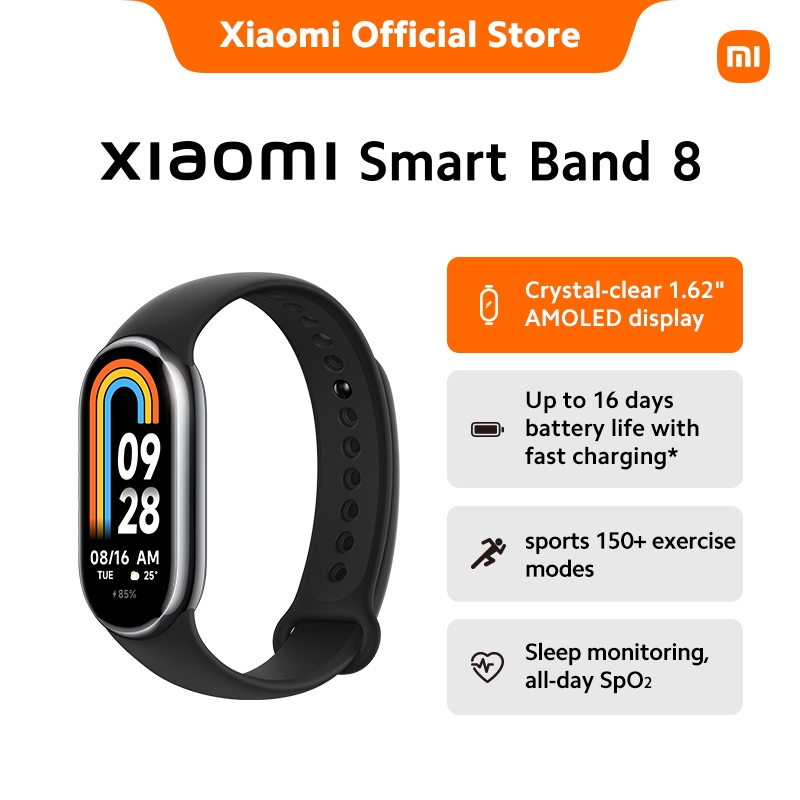 Xiaomi Smart Band 8 1.62‘’ AMOLED display/metallic midframe/up to 16 day with typical mode