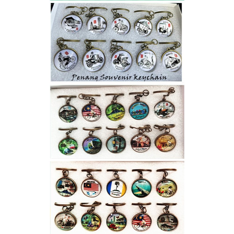 10 pcs set Penang street art Collection Souvenir gift keychain