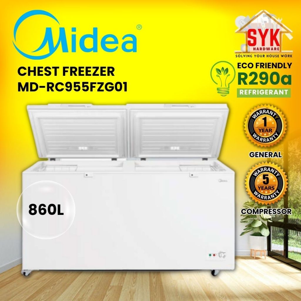 SYK Midea Chest Freezer 2 Door MD-RC955FZG01-MY 860L Deep Freezer Frezer Peti Sejuk Beku Peti Freezer Murah Frezzer