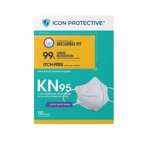 ICON PROTECTIVE KN95 5ply Surgical Face Mask (White / Black) 10'S