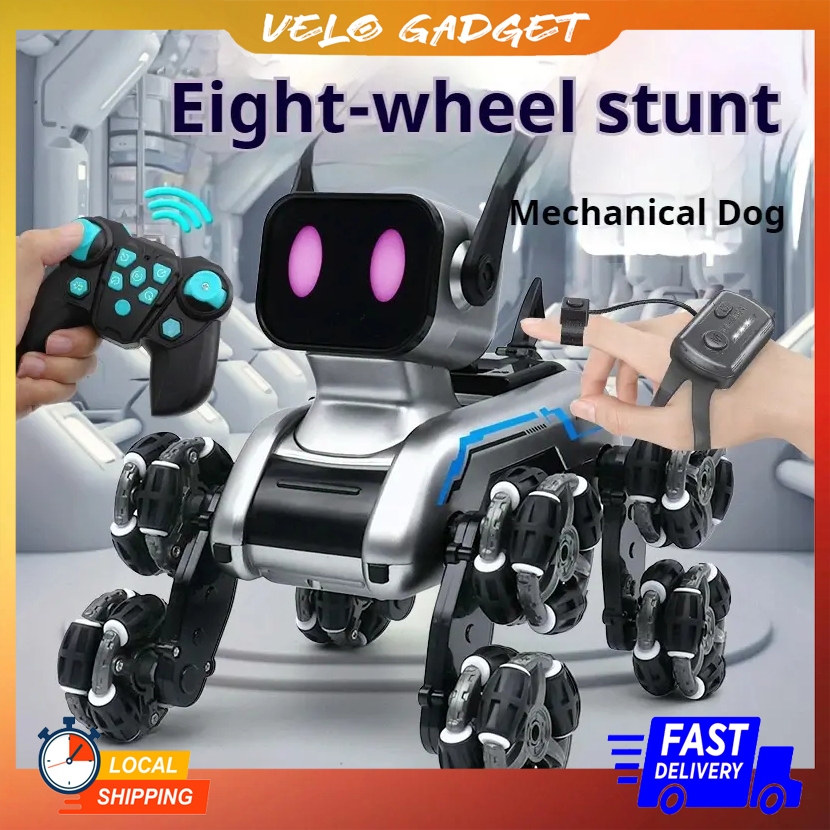 [Malaysia Stock] 2.4G Eight Wheel Mechanical RC Stunt Dog Hand Gesture Controller Intelligent Remote Control Robot Toy