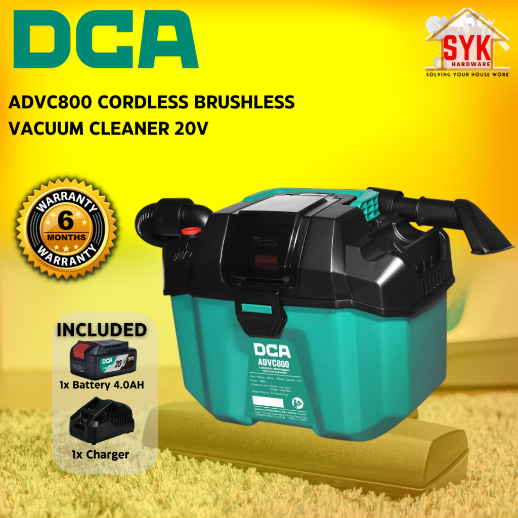 SYK DCA ADVC800 Type DM Cordless Brushless Vacuum Cleaner Battery Home Appliances Mesin Vacum Bateri 8L