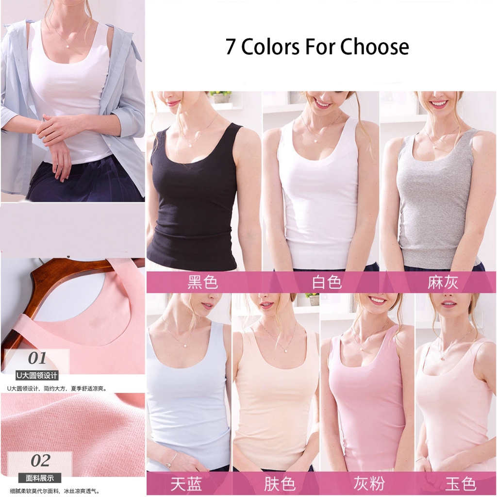Women Singlet Camisole Inner Tank Shirt Casual Plain Top Plus Size Undershirt Baju Perempuan