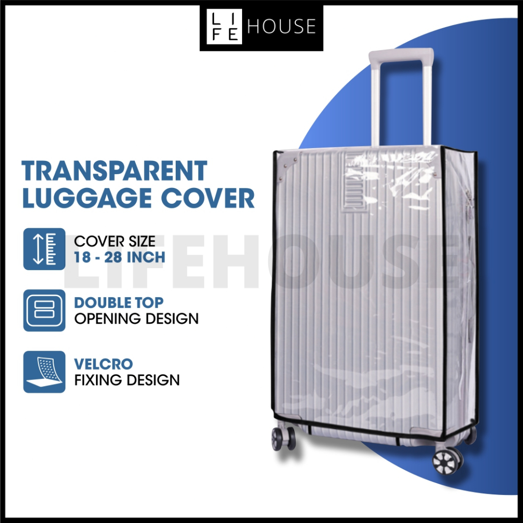 Transparent Luggage Cover Protector (18"-28") Sarung Beg Luggage Travel Cover Waterproof Cover Luggage Usable Suitcase