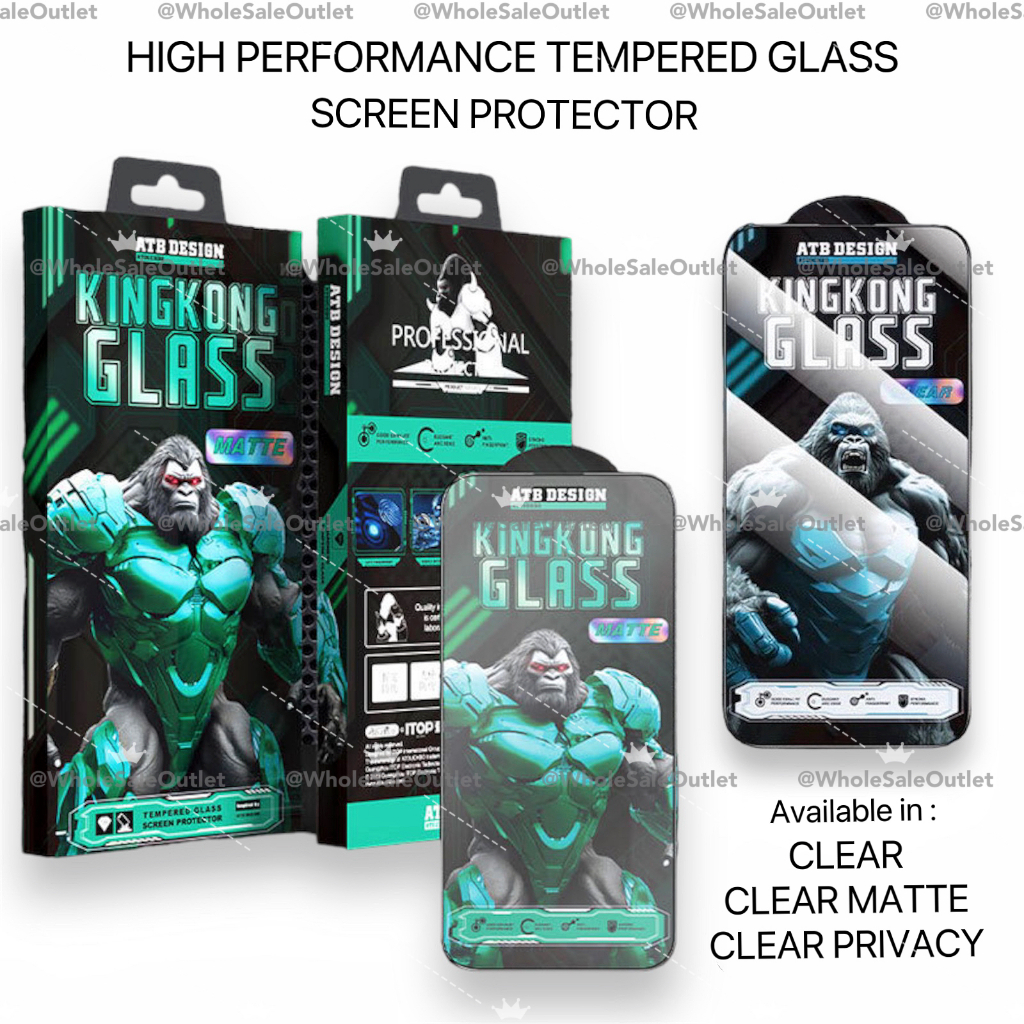 ATB King Kong iP Phone 11 12 13 14 15 16 16e 17 XR X Xs Pro Air Max Plus Premium Tempered Glass Kualiti Nombor 1