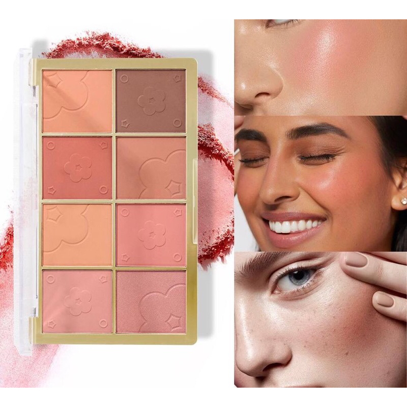 Izi-Beauty Miss Rose 8-Color Gold brick Blusher Palette: Flawless Glow Cheek Perfection Radiant Flush