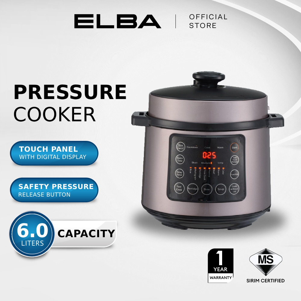 ELBA Electric Pressure Cooker EPC-N6082(BR) - Various Cooking Function (6.0L / 1000W)