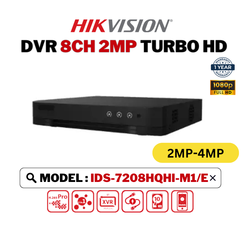 HIKVISION CCTV DVR 8CH Digital Video Decorder Turbo HD 8 Channel 2MP-4MP DVR iDS-7208HQHI-M1/E/S