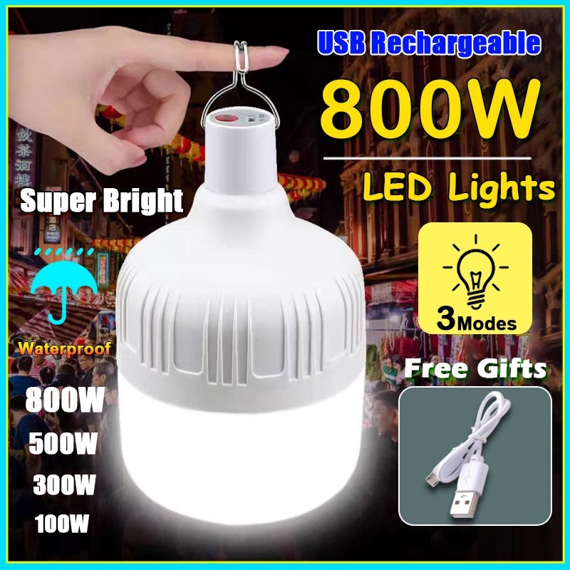 USB Rechargeable LED Light Bulb Portable Lamp for Emergency Light Camping Lamp Night Market Lampu Malam Kecemasan