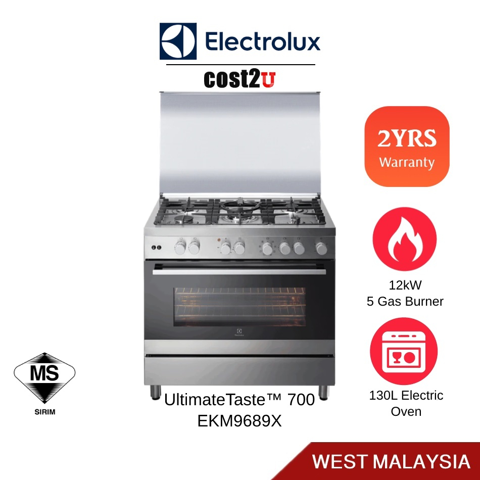 Electrolux UltimateTaste 700 5 Burner & 130L Electric Oven Freestanding Cooker EKM9689X Dapur Gas Cooker