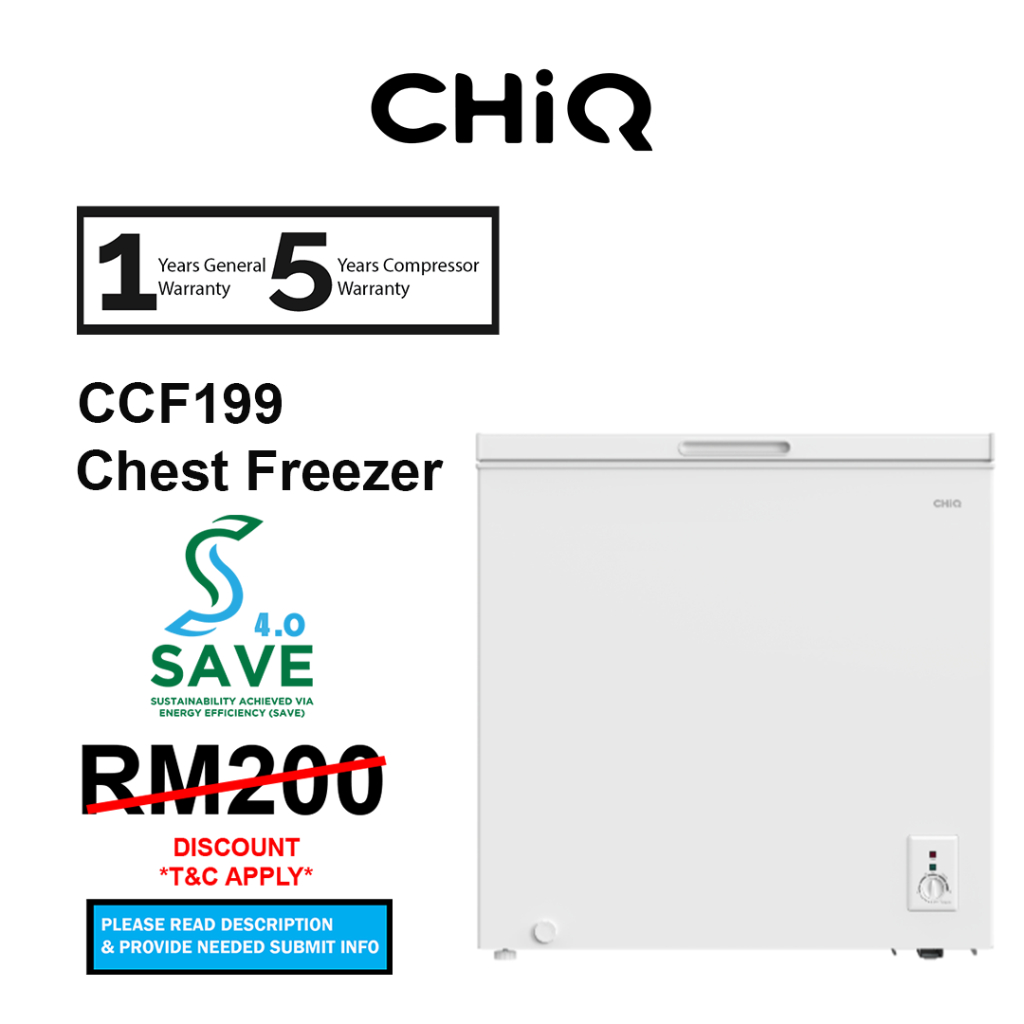 (SAVE 4.0) Midea 130L MD-RC151FZB01 Chest Freezer MDRC151FZB01 / CHIQ 239L Chest Freezer CCF199 Fridge Refrigerator