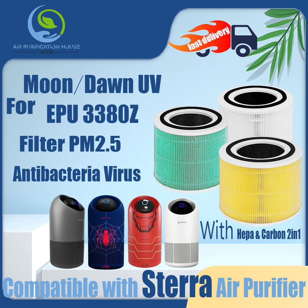 Replacement Compatible with Sterra Moon™ /Dawn UV/Futur Lunar EuropAce EPU 3380Z True HEPA-13 Filter Air Purifier H13