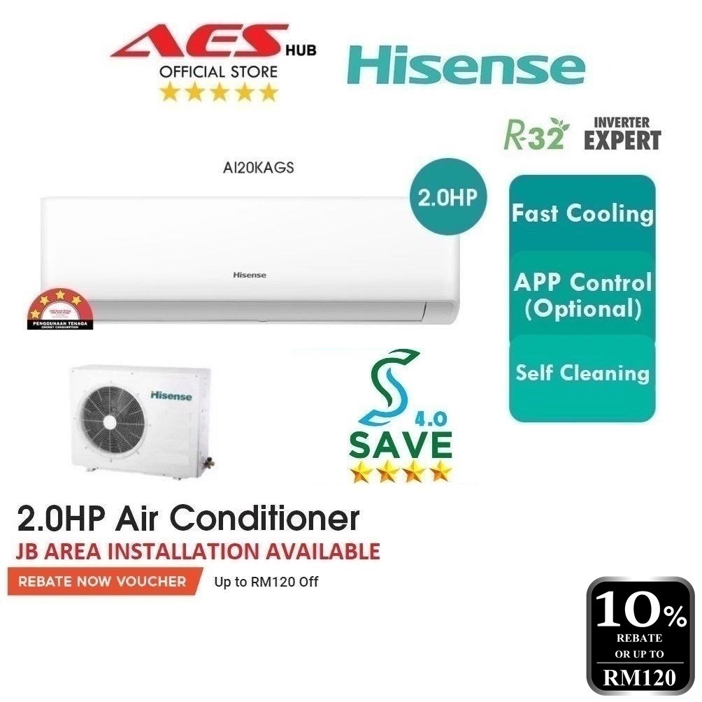 CAN INSTALL Hisense Aircond Inverter 2HP Air Conditioner Aircon 2.0HP 冷气机 KAGS AI20KAGS