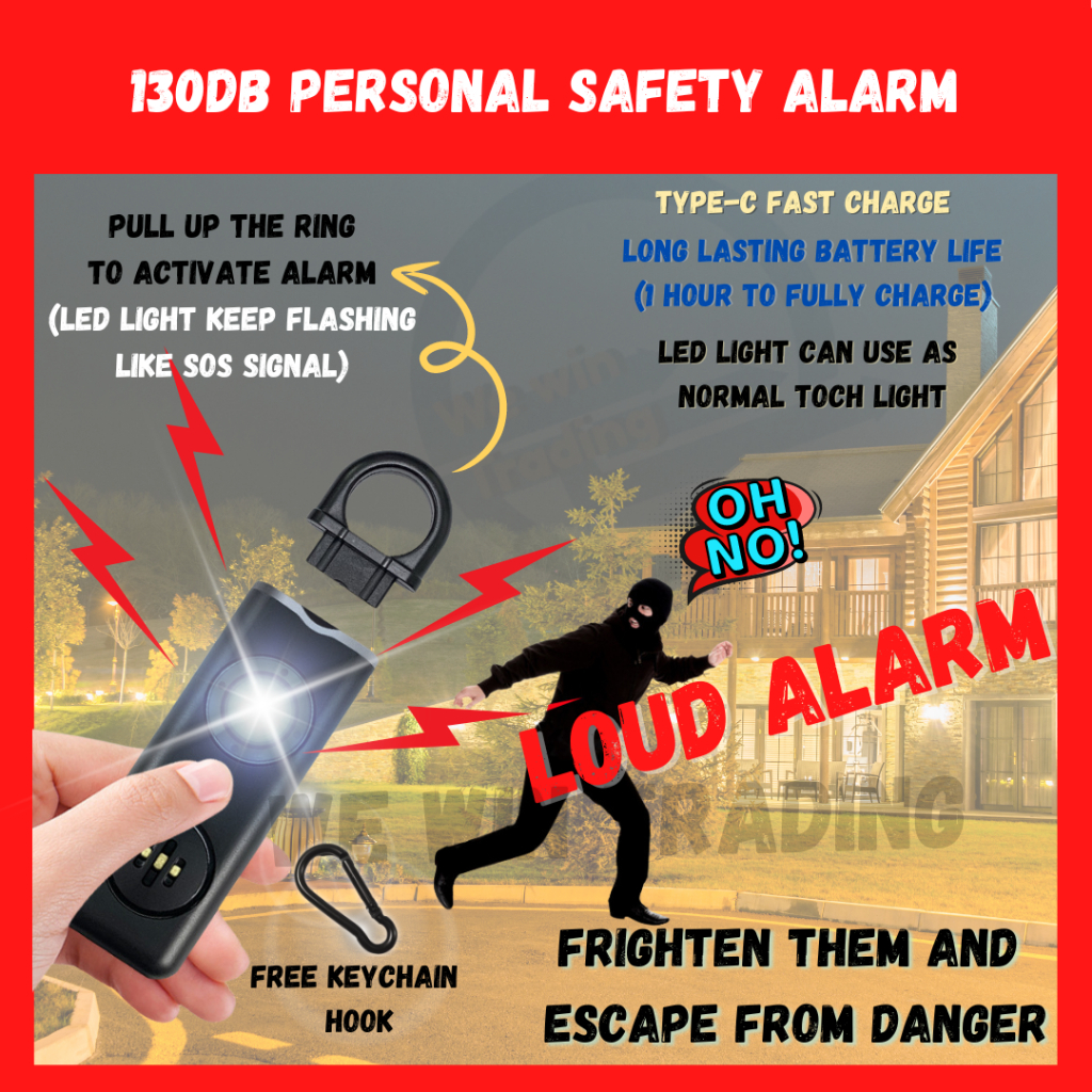 Personal Safety Alarm keychain type 130 db loud alarm 防狼器 警报器 self defense Anti-Molestation Device alarm for woman