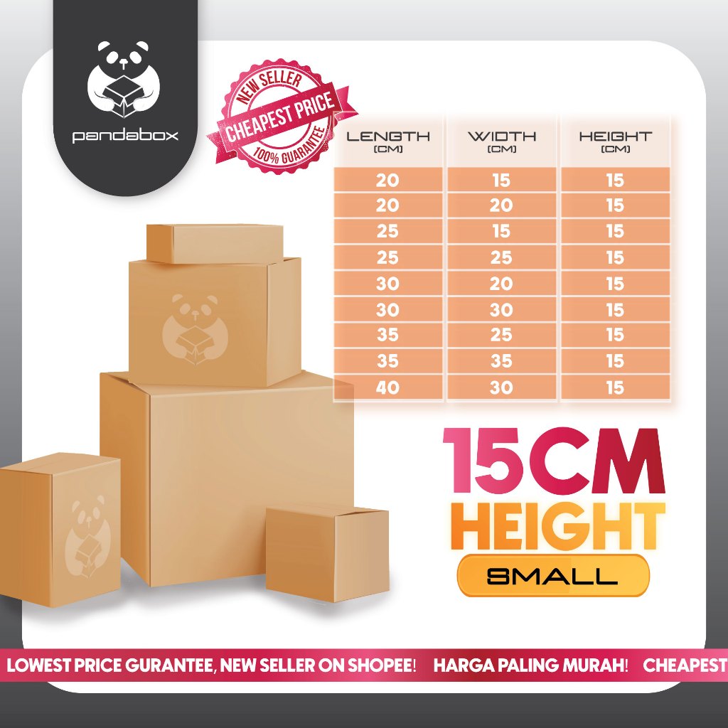 PANDABOX 15cm Height Kotak Carton Box Packaging Box Paper Box Small Box Packing Box Parcel Box Kotak Packaging 纸箱
