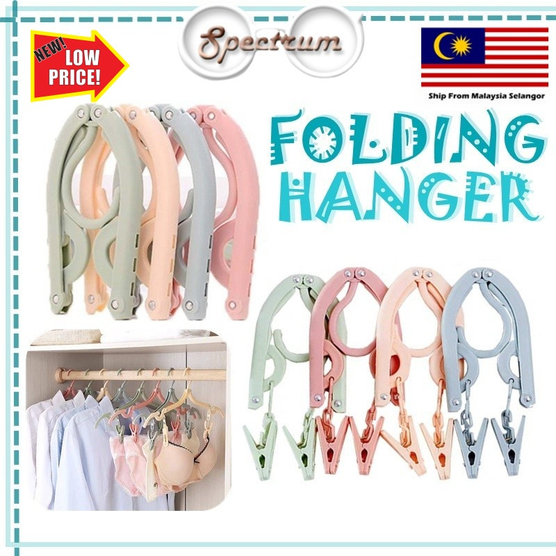 UMI Folding Portable Travel Foldable Plastic Hanger Non-slip Wardrobe Clothes Magic Drying Rack Tudung Baju Kurung 衣架防滑