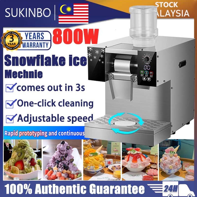 SUKINBO 800W Snowflake Ice Machine Ice Maker Smoothie Cream Ice Crusher Dessert Ice Machine Air-cooled Snow Shave 雪花制冰机