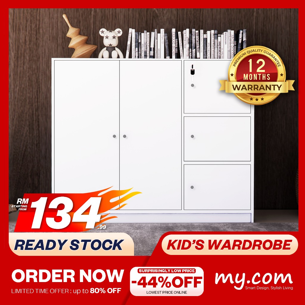 [LOCK & HANGER] Kid's Wardrobe my-com/Children Wardrobe/5 Doors/Wardrobe with Lock/almari budak