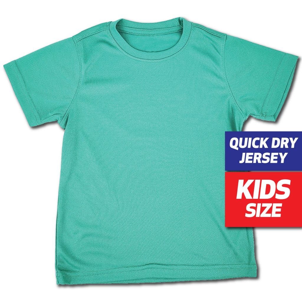 Baju Budak Kids Quick Dry Jersey Plain T-shirt Soft Comfy Dark Grey Dark Brown Army Emerald Green Royal Blue Scarlet Red