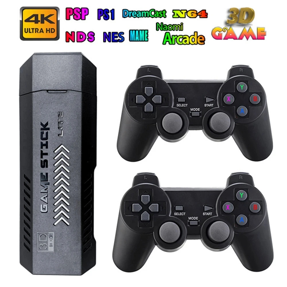 X2 Plus Retro Video Game Console 4K HD Output Gamestick Emuelec 2.4G Wireless Controllers 3D For PSP/PS1