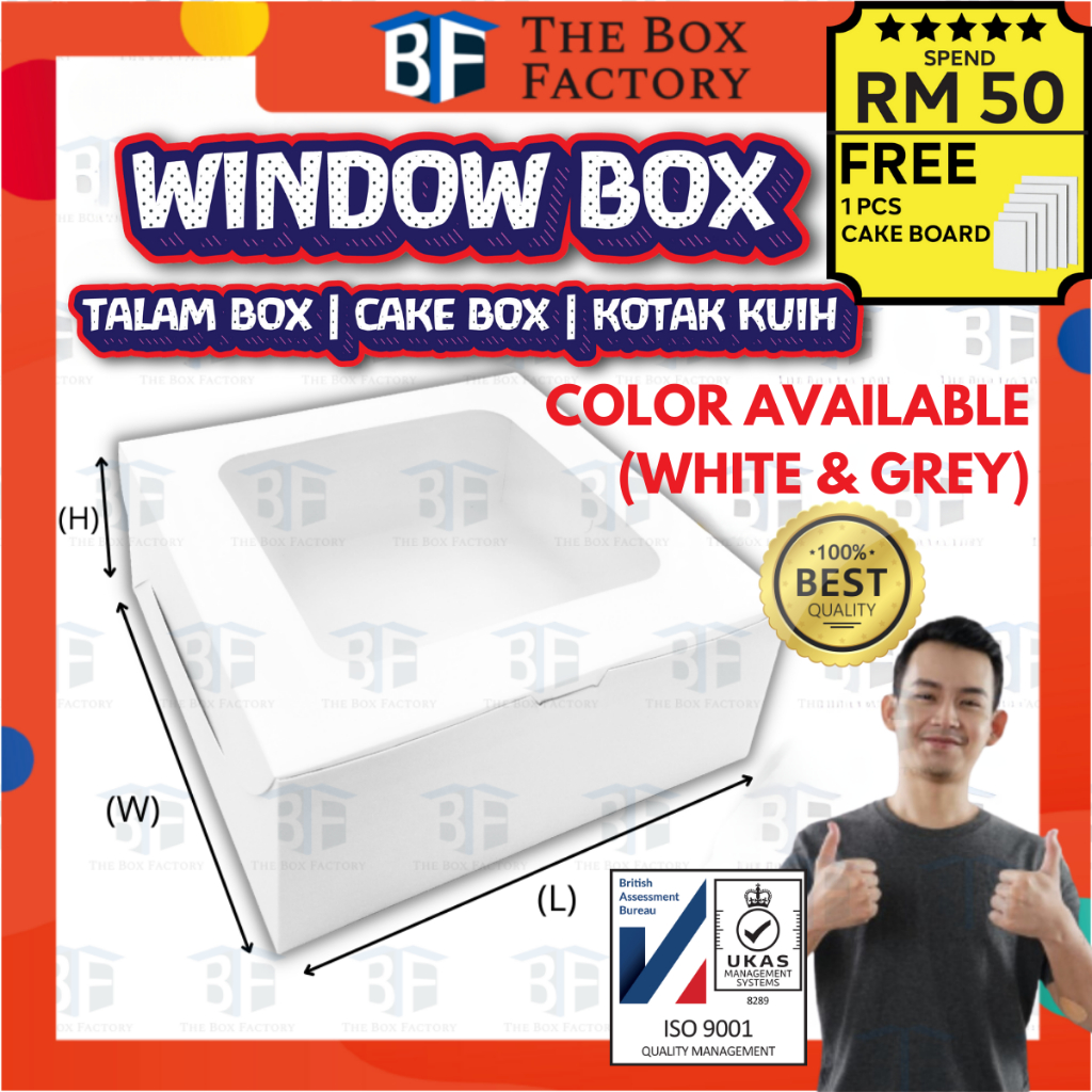 CHEAP Window Cake Box Extra Thick Folding Box with Window Kotak Kuih Talam Kotak Kuih Lapis / Kotak Kek Tingkap