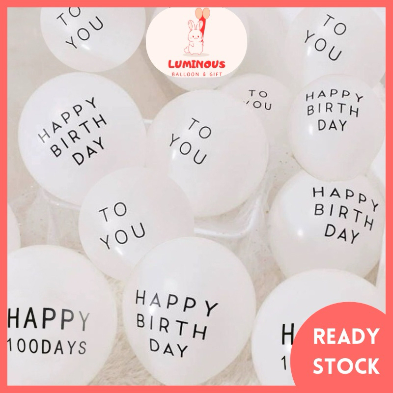 [Lowest Price!!] 5/10/20PCS 10 Inch White Happy Birthday To You Balloon Letter Latex Balloon Baby Shower Party