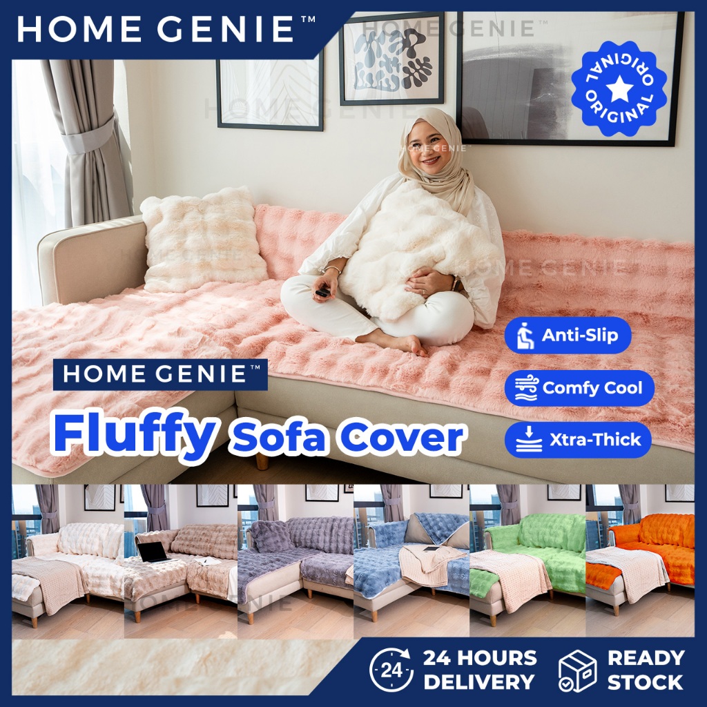 Fluffy Sofa Cover Cotton Slipcover Cushion Cover backrest armrest Mat set washed anti-slip sofa 1/2/3/4 seater by Home