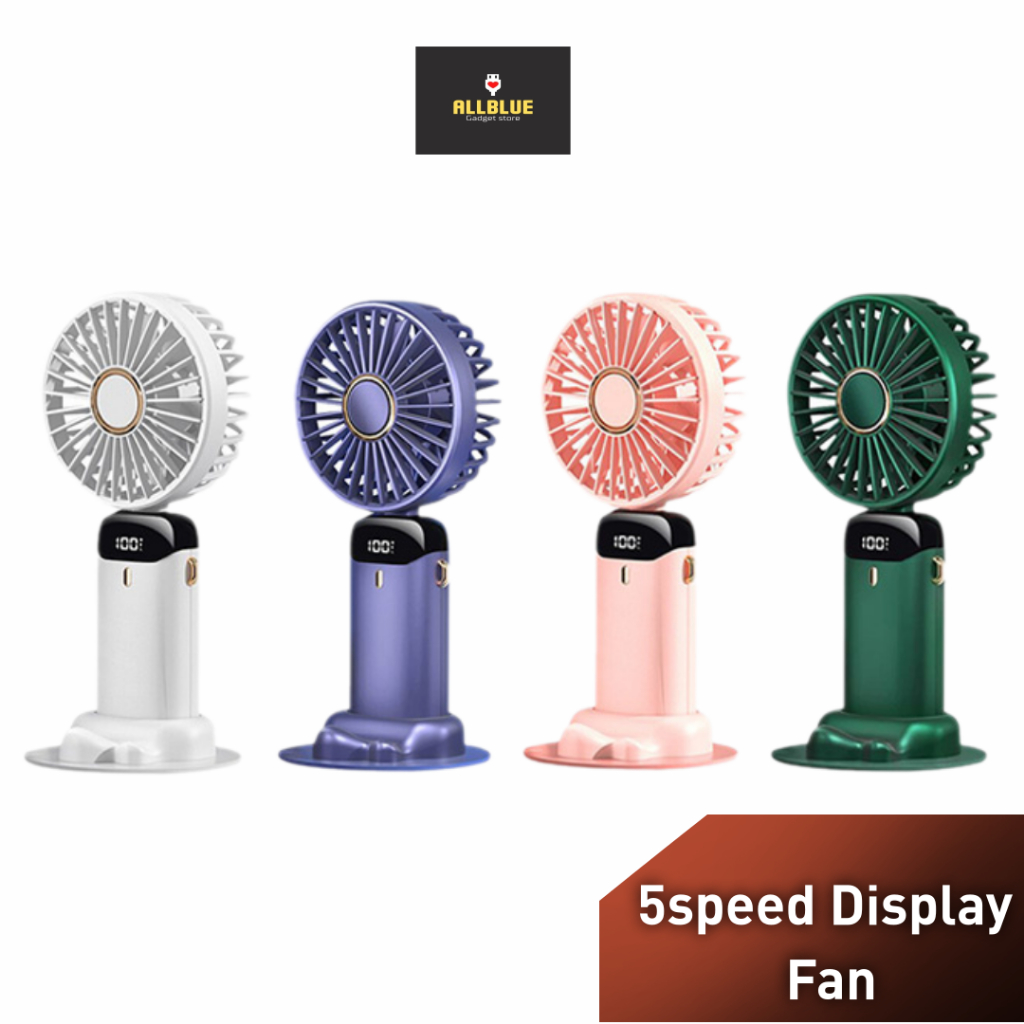 NEW【 5 Speed 】5000mAh Portable USB Mini Fan kipas mini kipas tangan Mini Fan Rechargeable Handheld Fan with Led Display