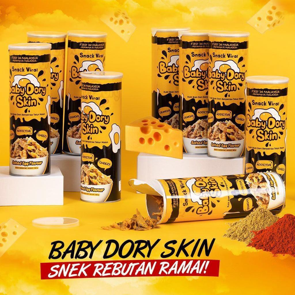 Baby Dory Skin, Snek Keropok Kulit Ikan Dori, Crispy Fish Skin Salted Egg