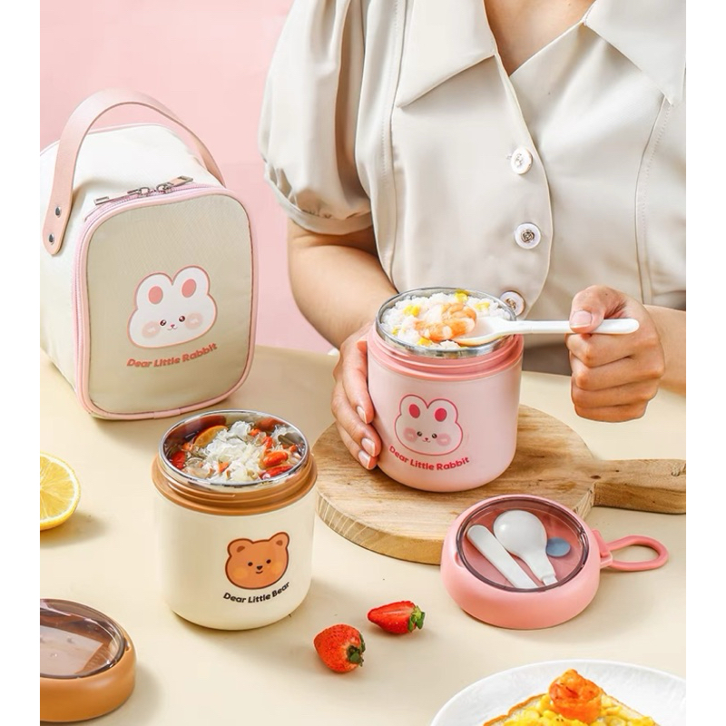 Readystock 🇲🇾 530ml Thermos Soup Container 304 Stainless Steel Porridge Warmer Food Container Portable Lunch Box 保温饭碗