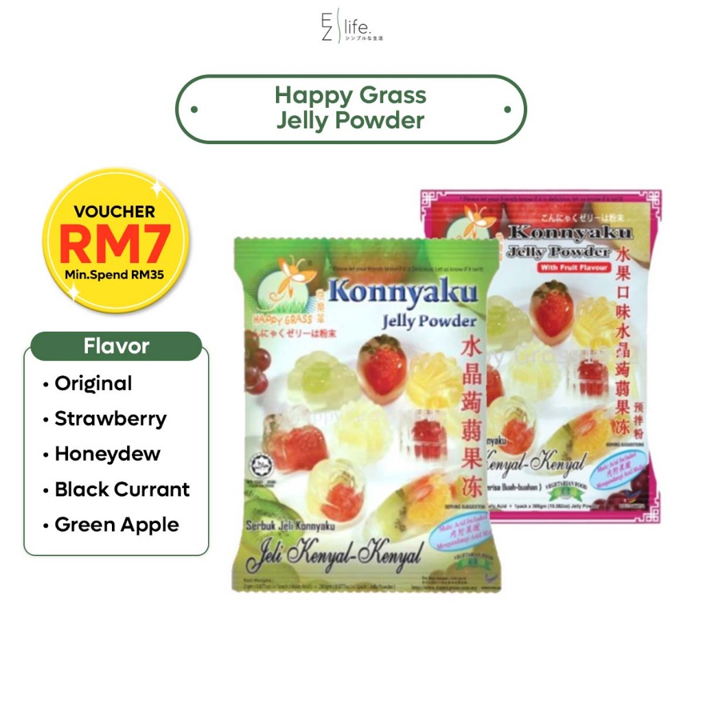 BUY 35-7 Ezlife x Happy Grass [ HALAL ] Konnyaku Jelly Powder Fruit Jelly 280G to 300G Serbuk Jeli 水晶蒟蒻果冻预拌粉