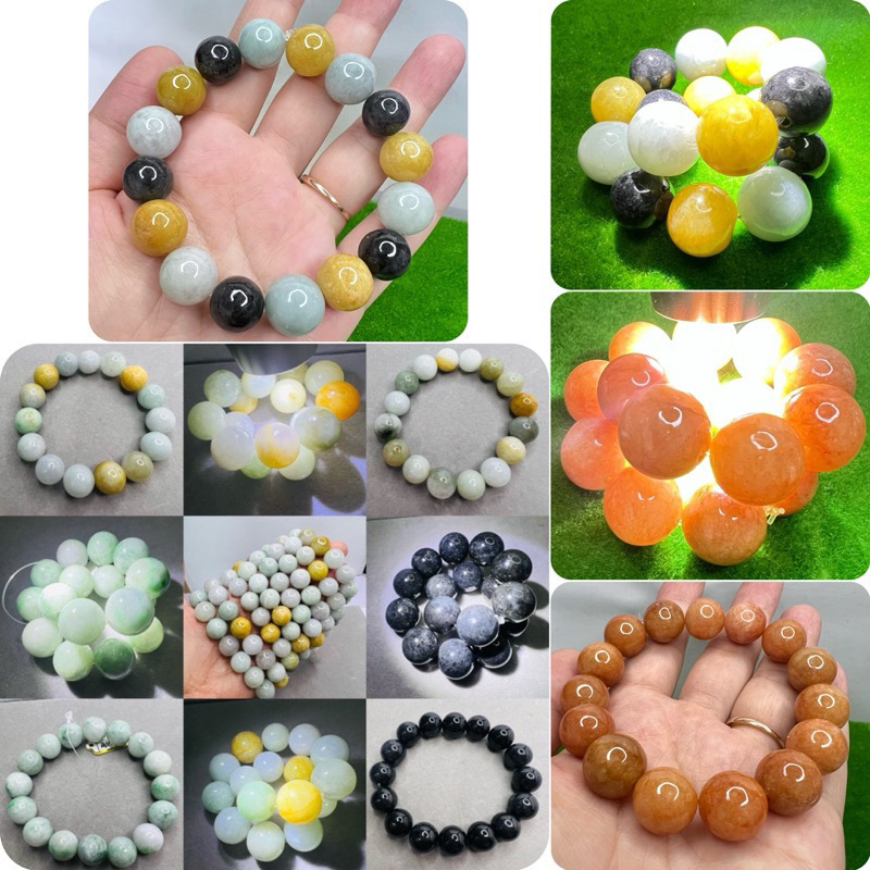 手串 Bracelets 天然缅甸A货翡翠 尺寸13mm++ 淡紫色 飘花 果绿色 绿色 黄翡 黑色 多宝手串 jade bracelet 珠链 大卡米 13mm尺寸 bangles 玉手链