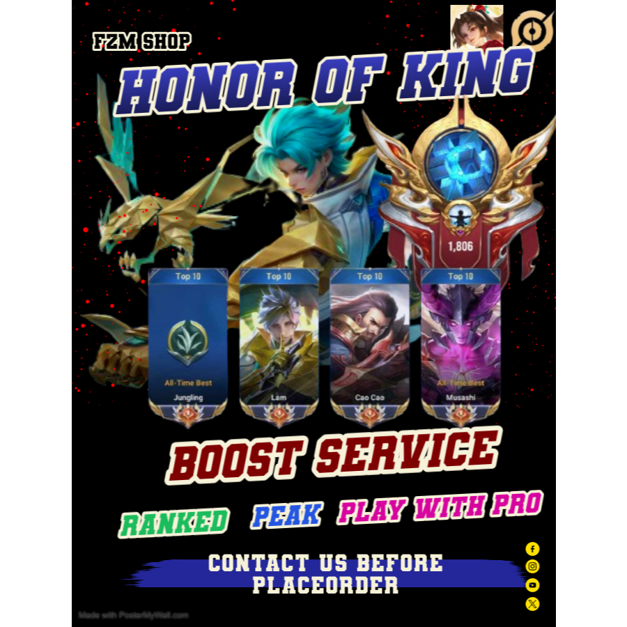 Honor of Kings Boost Joki CN/Global Server 王者荣耀代打陪玩 Boosting Service, Ranking Boost, Coaching, Peak