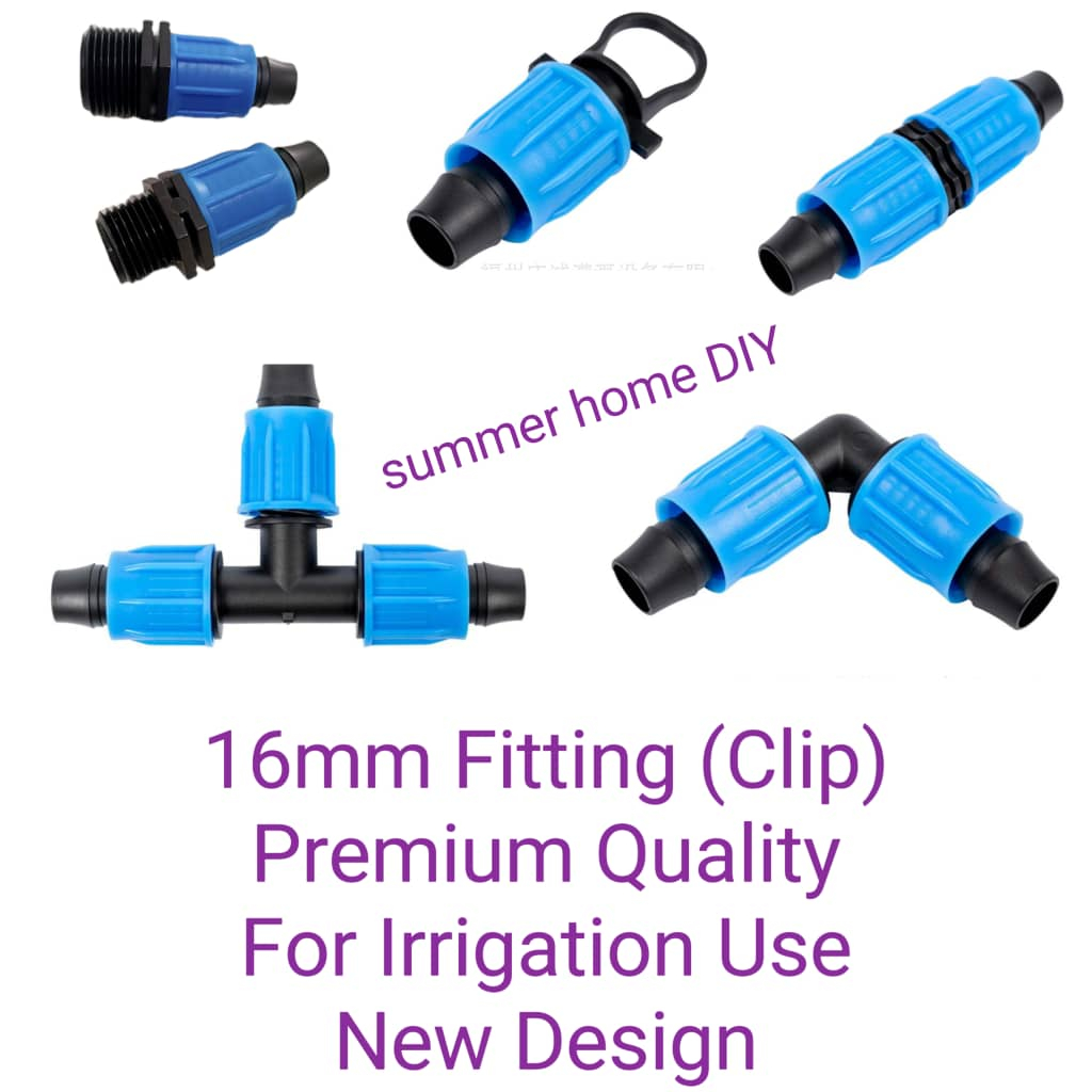 16mm Fitting With Lock(Blue)Premium /Elbow/Tee/Socket/End Cap/Direct Male/System fertigasi/Irrigation watering system