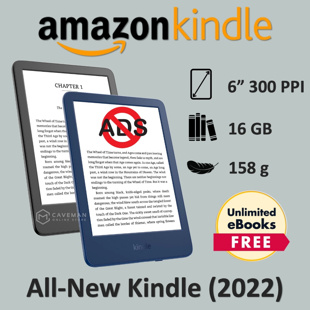 [No Ads] All-New Kindle (11th Gen) - 16 GB + 6" 300 PPI Display eReader | Unlimited eBooks Package