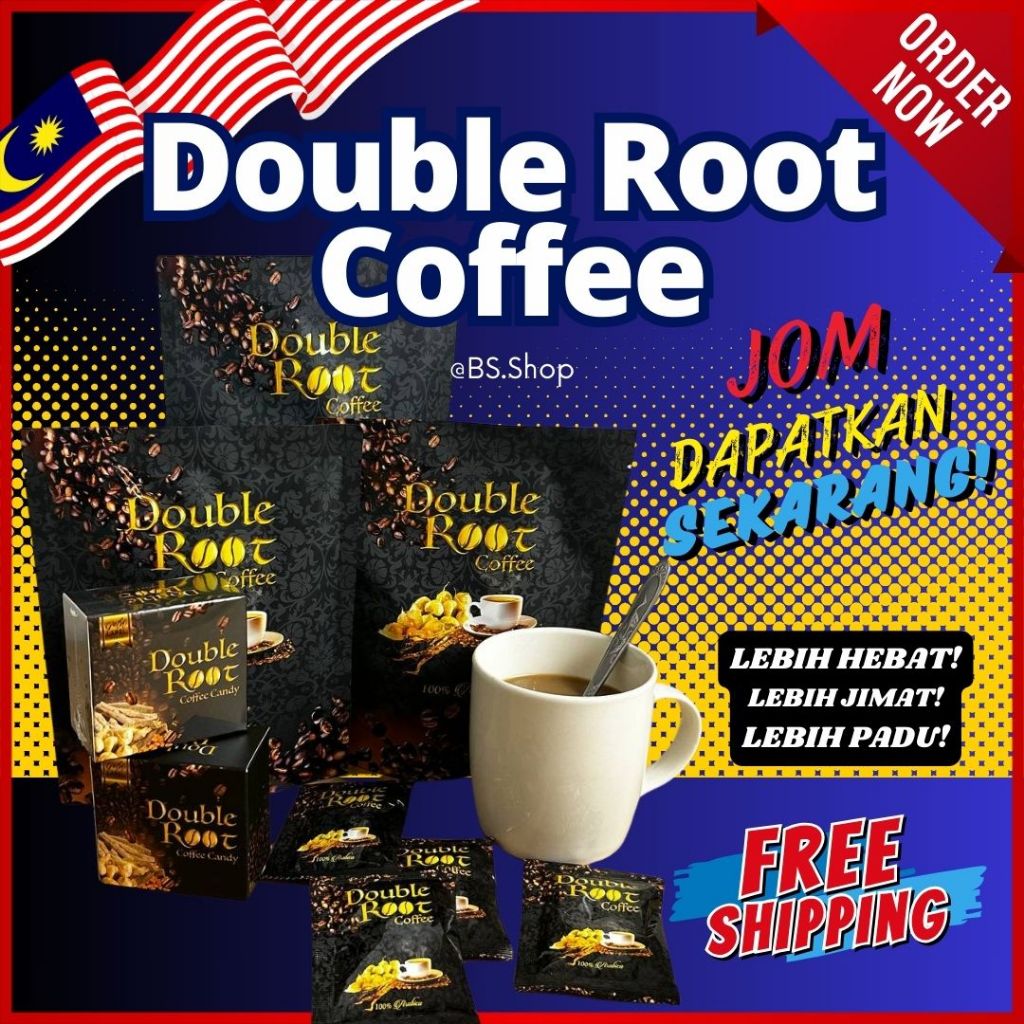 [1 PAKET x 6 SACHET] DOUBLE ROOT COFFEE 3 IN 1 KOPI SEGERA UNTUK LELAKI BERI TENAGA