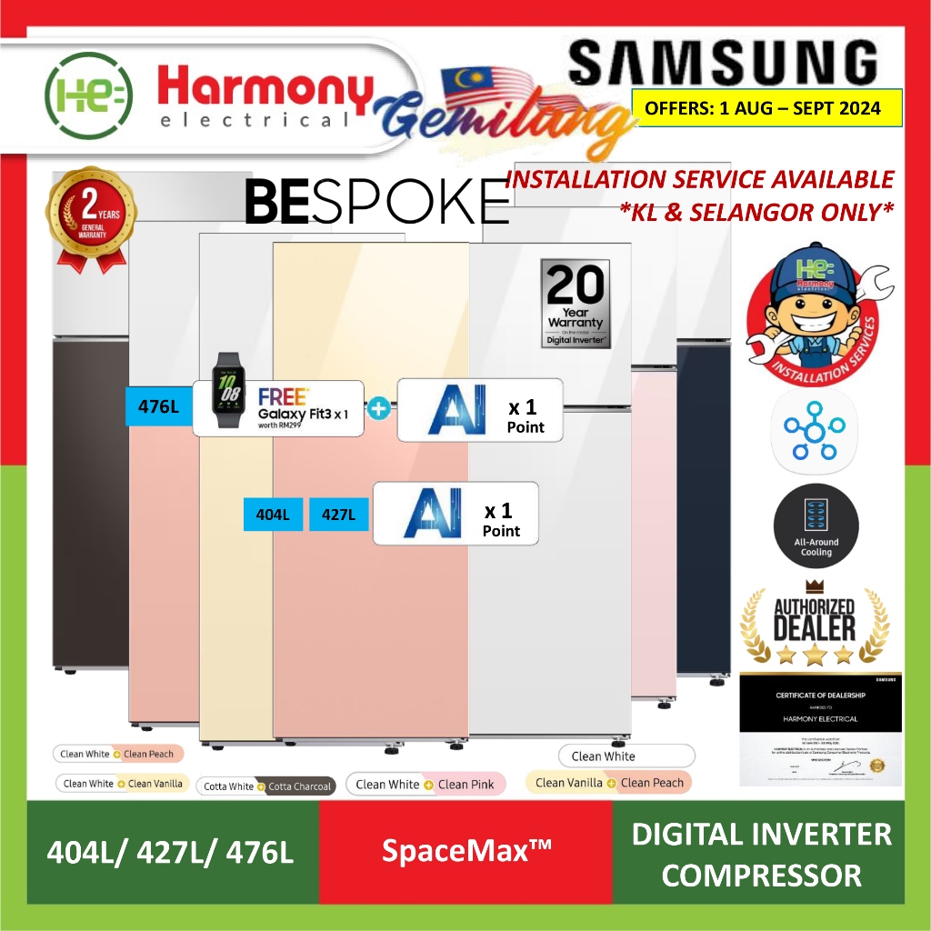 (OFFER) SAMSUNG 404L/427L /476L BESPOKE Inverter Fridge RT38CB66448AME / RT42CB66443VME / RT47CB66448CME/ RT47CB664422ME