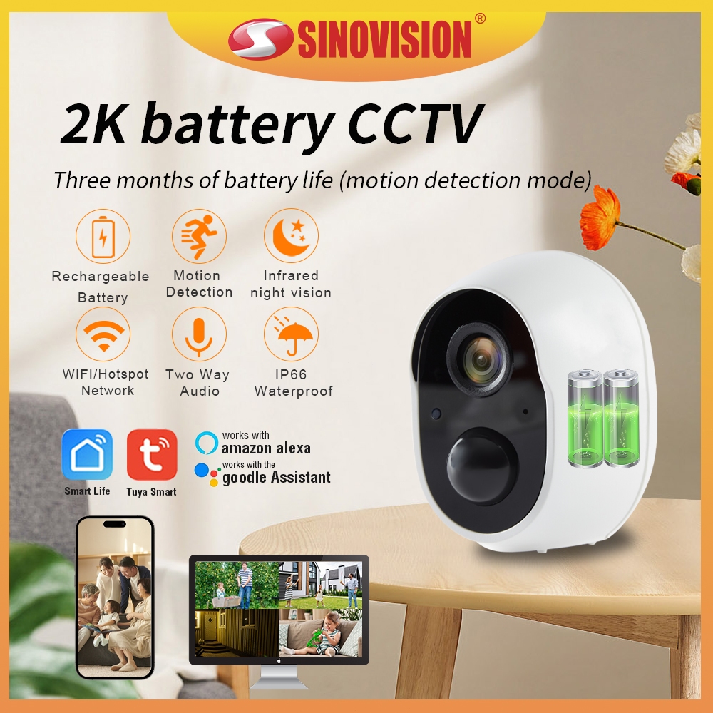 SINOVISION S1 2K Battery CCTV security camera WIFI cctv camera TUYA APP