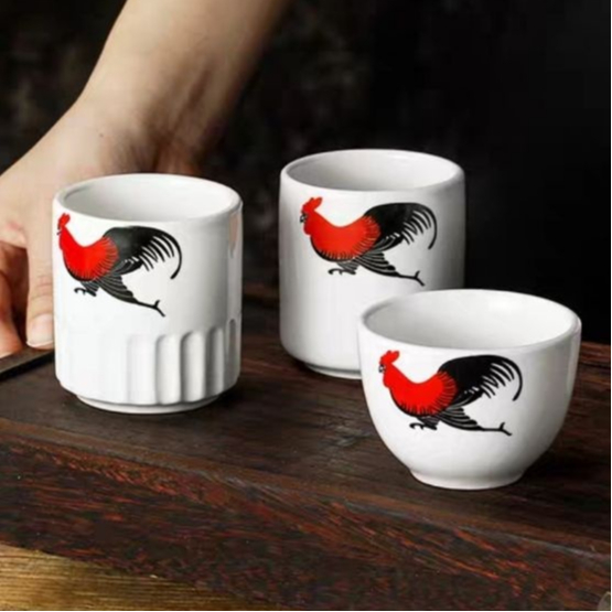 Tea Cups Ceramic Vintage Rooster Tea Cup/Porcelain Rooster Tea Cup Tinggi & Tea Cup Rendah.