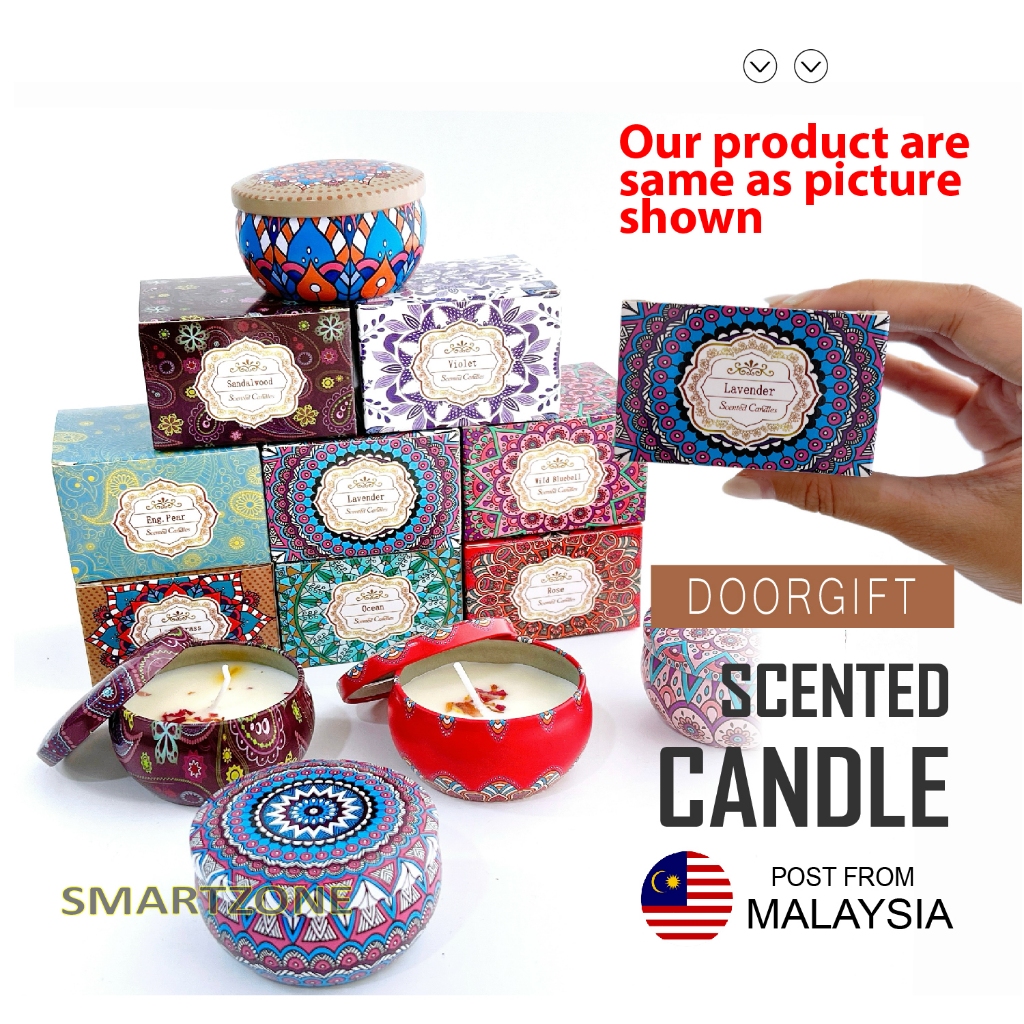 Scented Candles Door Gift Set Aromatherapy Candle Fragrance Soy Wax Essential Oil Candle Wangi Lilin Doorgift Candle