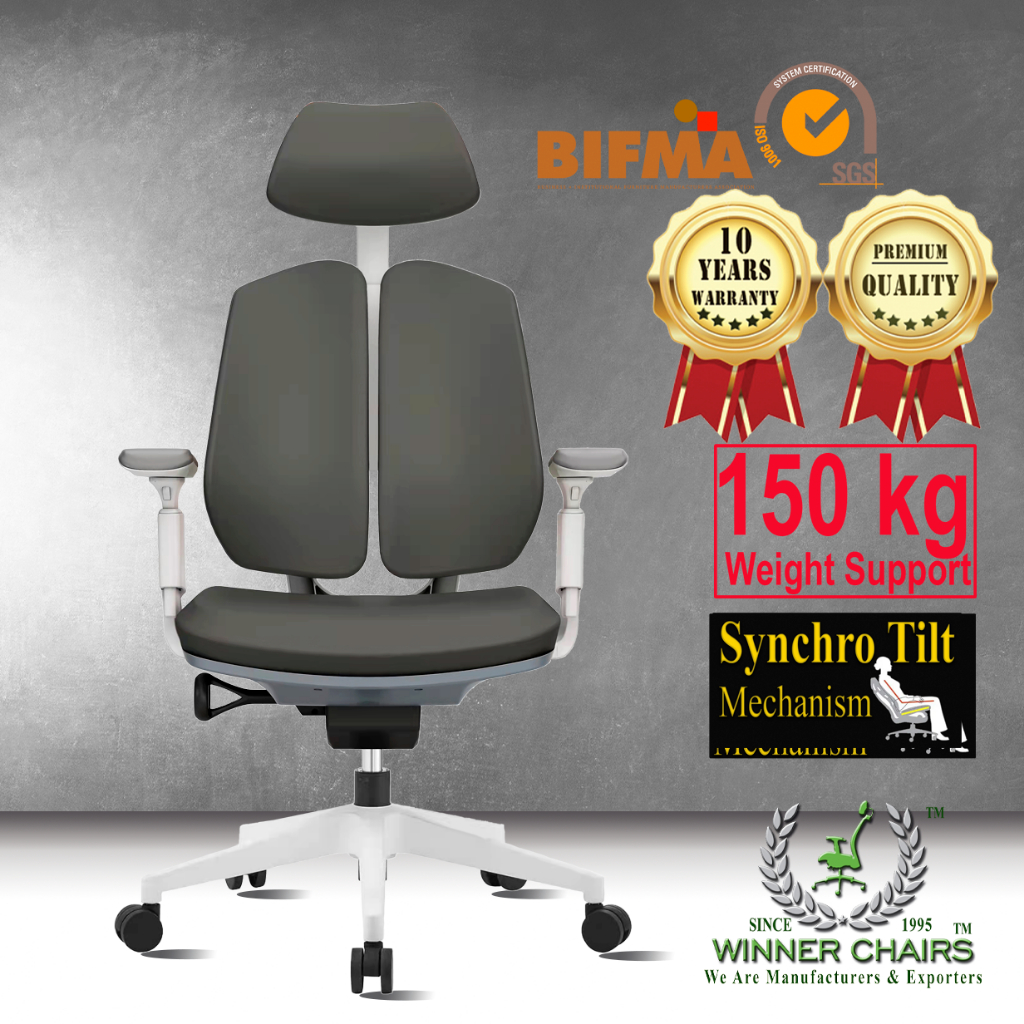 DUOREST WN 92A-GRY 10-Years Warranty Ergonomic Chair -WINNER CHAIRS - Ergonomic Office Chair/Computer chair