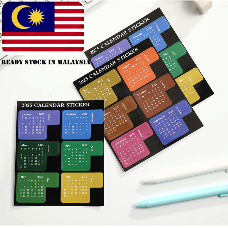 2024 / 2025 Colour Planner Calendar Index Stickers Month Date Labels Tags Bookmark Decorations Journal Scrapbooking