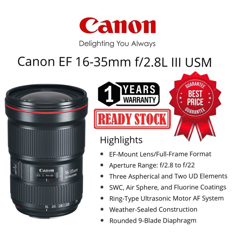 CANON EF 16-35MM F/2.8L III USM MARK 3 ORIGINAL (1 YEARS WARRANTY) EF-MOUNT FULL FRAME FORMAT ULTRASONIC 16-35MM MARK 3