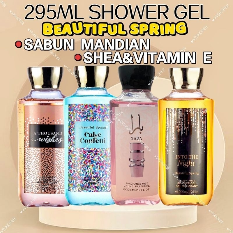 Beautiful Spring Shower Gel Moisturizing Body Wash Shea & Vitamin E | 295ML Sabun Mandian