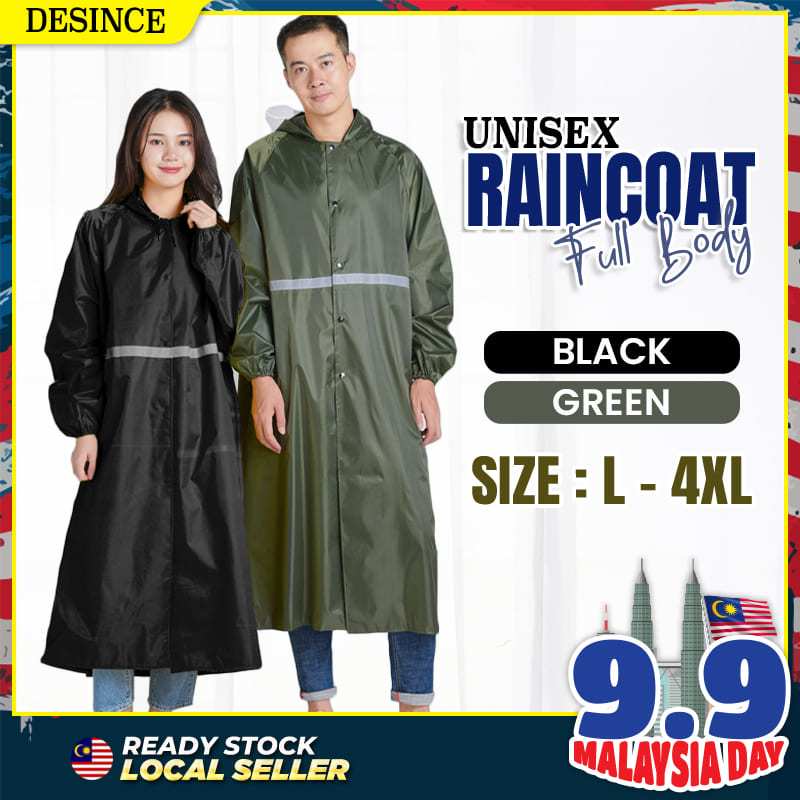 DESINCE Raincoat Full Body Rainsuit Motorcycle Long Rain Jacket Baju Hujan Panjang Motorbike Unisex Waterproof MW 011