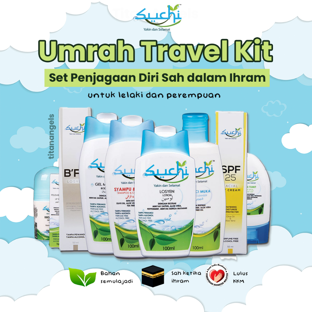 SUCHI Set mandian umrah lengkap skincare umrah travel kit set umrah lelaki perempuan