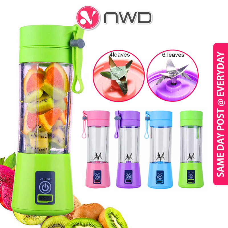 《 》 Portable Rechargeable Mini Fruit Juice USB Electric Blender Mixer Cup Bottle Pengisar Jus Elektrik 电动榨汁机