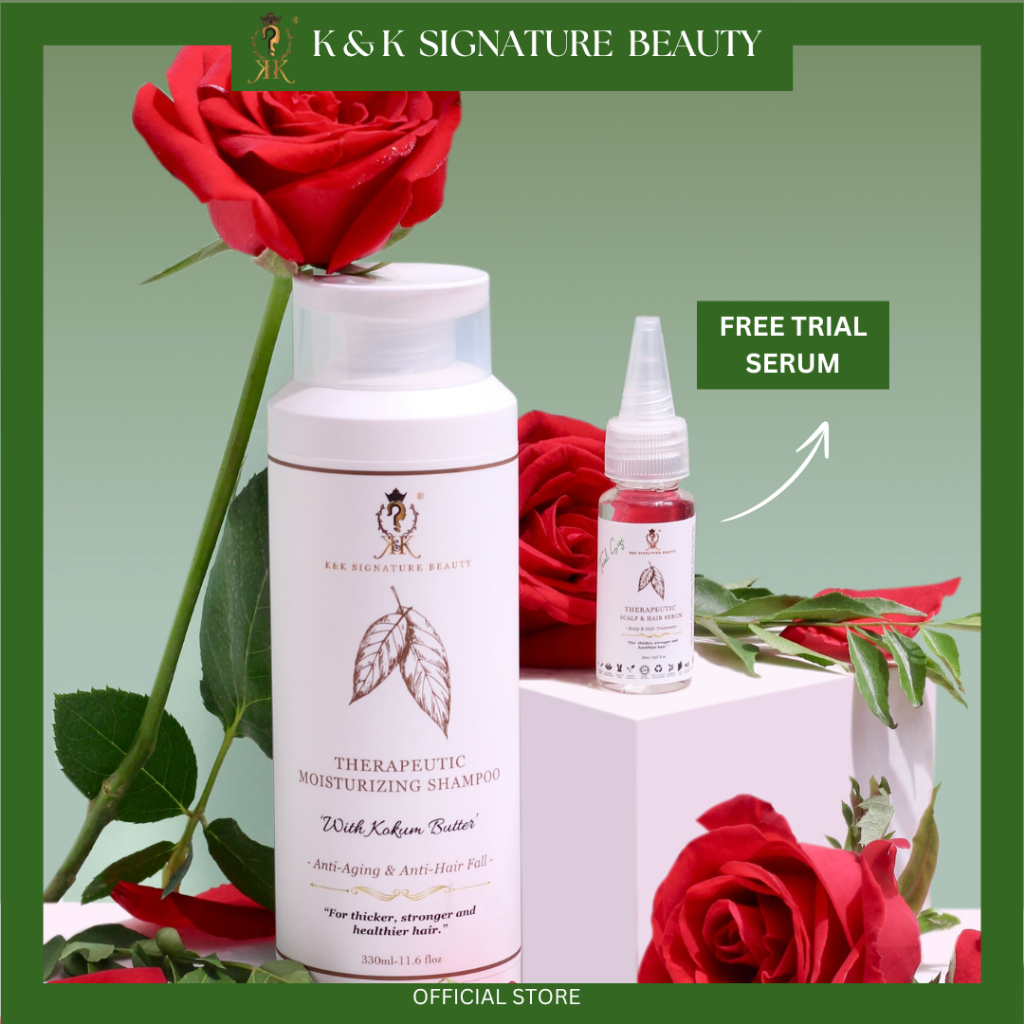 [HQ] K&K 100% HERBAL THERAPEUTIC MOISTURISING SHAMPOO 330ML - LEBATKAN RAMBUT - SERUM GUGUR RAMBUT - BABY HAIR GROWTH